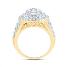 14K Yellow Gold Diamond Pear Double Halo Fashion Bridal Ring 3 Cttw - Splendid Jewellery