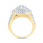 14K Yellow Gold Diamond Pear Double Halo Fashion Bridal Ring 3 Cttw - Splendid Jewellery