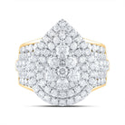 14K Yellow Gold Diamond Pear Double Halo Fashion Bridal Ring 3 Cttw - Splendid Jewellery