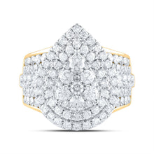 Load image into Gallery viewer, 14K Yellow Gold Diamond Pear Double Halo Fashion Bridal Ring 3 Cttw - Splendid Jewellery