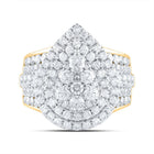 14K Yellow Gold Diamond Pear Double Halo Fashion Bridal Ring 3 Cttw - Splendid Jewellery