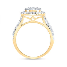 Load image into Gallery viewer, 14K Yellow Gold Diamond Pear Single Halo Bridal Ring 1 1/2 Cttw - Splendid Jewellery