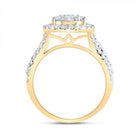 14K Yellow Gold Diamond Pear Single Halo Bridal Ring 1 1/2 Cttw - Splendid Jewellery