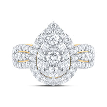 Load image into Gallery viewer, 14K Yellow Gold Diamond Pear Single Halo Bridal Ring 1 1/2 Cttw - Splendid Jewellery