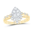 14K Yellow Gold Diamond Pear Single Halo Bridal Set 1/2 Cttw - Splendid Jewellery