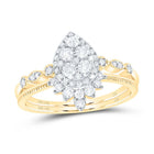 14K Yellow Gold Diamond Pear Single Halo Bridal Set 1/2 Cttw - Splendid Jewellery