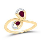 14K Yellow Gold Diamond Ps Ruby Gemstone Designer Ring 1/20 Cttw - Splendid Jewellery