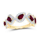 14K Yellow Gold Diamond Ruby Emerald Ruby Gemstone Designer Ring 1/3 Cttw - Splendid Jewellery