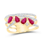 14K Yellow Gold Diamond Ruby Gemstone Designer Ring 1/3 Cttw - Splendid Jewellery
