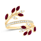 14K Yellow Gold Diamond Ruby Gemstone Designer Ring 1/4 Cttw - Splendid Jewellery