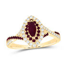 14K Yellow Gold Diamond Ruby Gemstone Double Halo Bridal Ring 1/5 Cttw - Splendid Jewellery