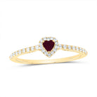 14K Yellow Gold Diamond Ruby Gemstone Heart Ring 1/5 Cttw - Splendid Jewellery