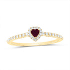 14K Yellow Gold Diamond Ruby Gemstone Heart Ring 1/5 Cttw - Splendid Jewellery