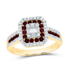 14K Yellow Gold Diamond Ruby Gemstone Octagon Ring 3/8 Cttw - Splendid Jewellery
