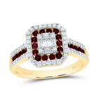 14K Yellow Gold Diamond Ruby Gemstone Octagon Ring 3/8 Cttw - Splendid Jewellery