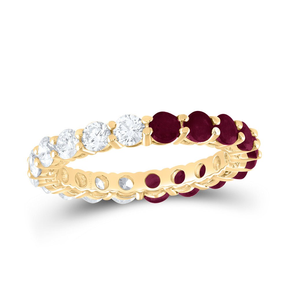 14K Yellow Gold Diamond Ruby Gemstone Ring 1 1/4 Cttw - Splendid Jewellery
