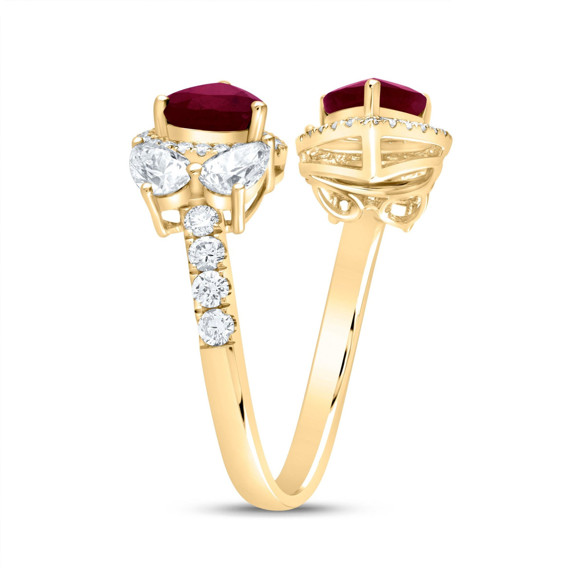 14K Yellow Gold Diamond Ruby Gemstone Ring 1 3/8 Cttw - Splendid Jewellery