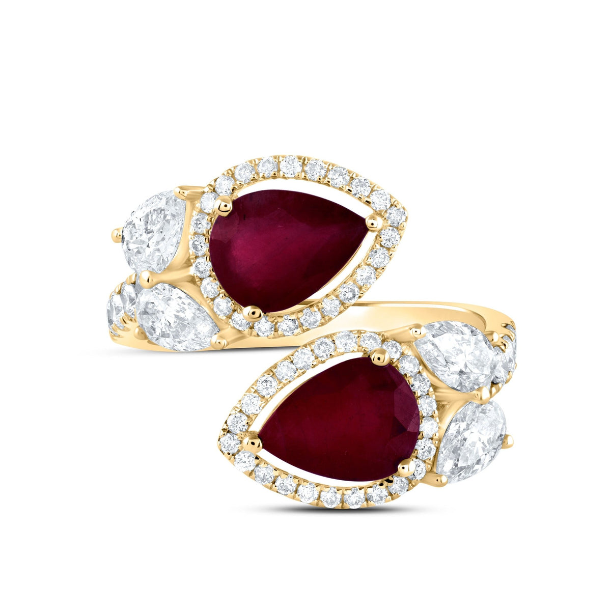 14K Yellow Gold Diamond Ruby Gemstone Ring 1 3/8 Cttw - Splendid Jewellery