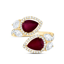 Load image into Gallery viewer, 14K Yellow Gold Diamond Ruby Gemstone Ring 1 3/8 Cttw - Splendid Jewellery