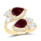 14K Yellow Gold Diamond Ruby Gemstone Ring 1 3/8 Cttw - Splendid Jewellery