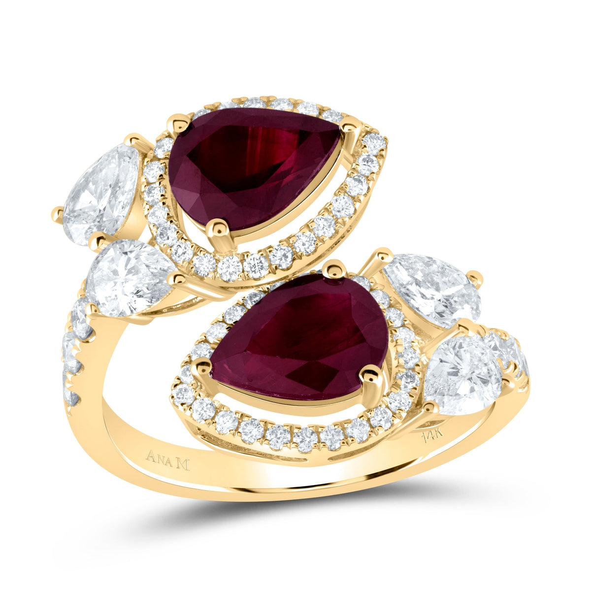 14K Yellow Gold Diamond Ruby Gemstone Ring 1 3/8 Cttw - Splendid Jewellery