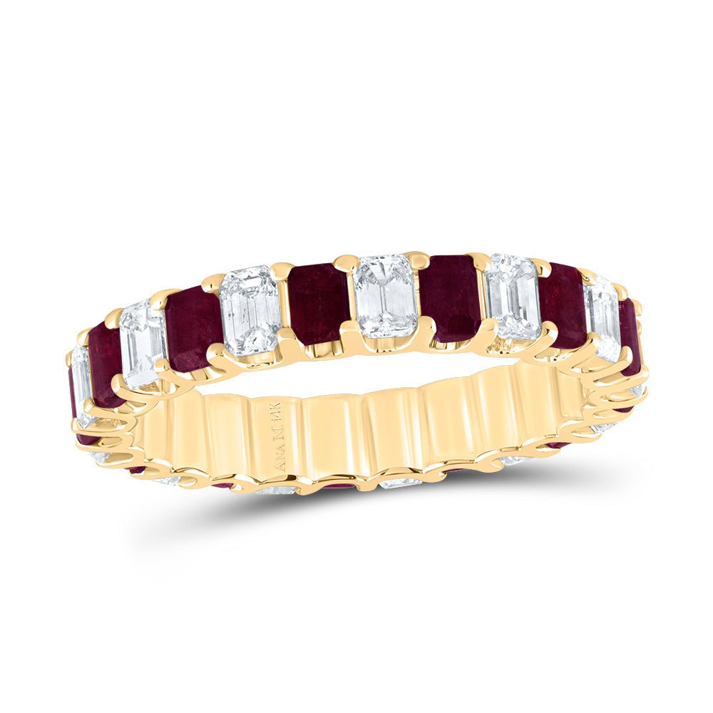 14K Yellow Gold Diamond Ruby Gemstone Ring 1 Cttw - Splendid Jewellery