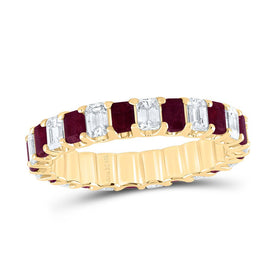 14K Yellow Gold Diamond Ruby Gemstone Ring 1 Cttw - Splendid Jewellery