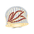 14K Yellow Gold Diamond Ruby Gemstone Ring 1 Cttw - Splendid Jewellery