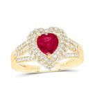 14K Yellow Gold Diamond Ruby Gemstone Ring 1/2 Cttw - Splendid Jewellery