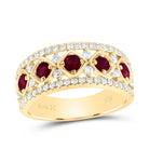 14K Yellow Gold Diamond Ruby Gemstone Ring 1/2 Cttw - Splendid Jewellery