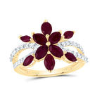 14K Yellow Gold Diamond Ruby Gemstone Ring 1/3 Cttw - Splendid Jewellery