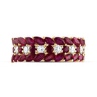 14K Yellow Gold Diamond Ruby Gemstone Ring 1/3 Cttw - Splendid Jewellery