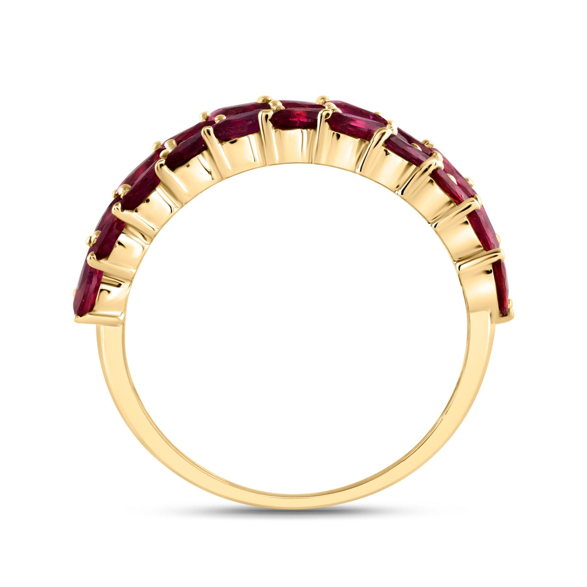 14K Yellow Gold Diamond Ruby Gemstone Ring 1/3 Cttw - Splendid Jewellery