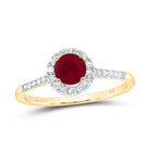 14K Yellow Gold Diamond Ruby Gemstone Ring 1/5 Cttw - Splendid Jewellery