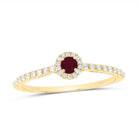 14K Yellow Gold Diamond Ruby Gemstone Ring 1/5 Cttw - Splendid Jewellery