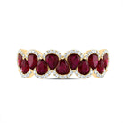 14K Yellow Gold Diamond Ruby Gemstone Ring 1/5 Cttw - Splendid Jewellery