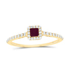 14K Yellow Gold Diamond Ruby Gemstone Ring 1/5 Cttw - Splendid Jewellery