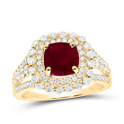 14K Yellow Gold Diamond Ruby Gemstone Ring 3/4 Cttw - Splendid Jewellery