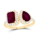14K Yellow Gold Diamond Ruby Gemstone Ring 3/8 Cttw - Splendid Jewellery