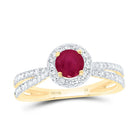 14K Yellow Gold Diamond Ruby Gemstone Ring 3/8 Cttw - Splendid Jewellery