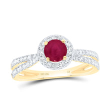 Load image into Gallery viewer, 14K Yellow Gold Diamond Ruby Gemstone Ring 3/8 Cttw - Splendid Jewellery