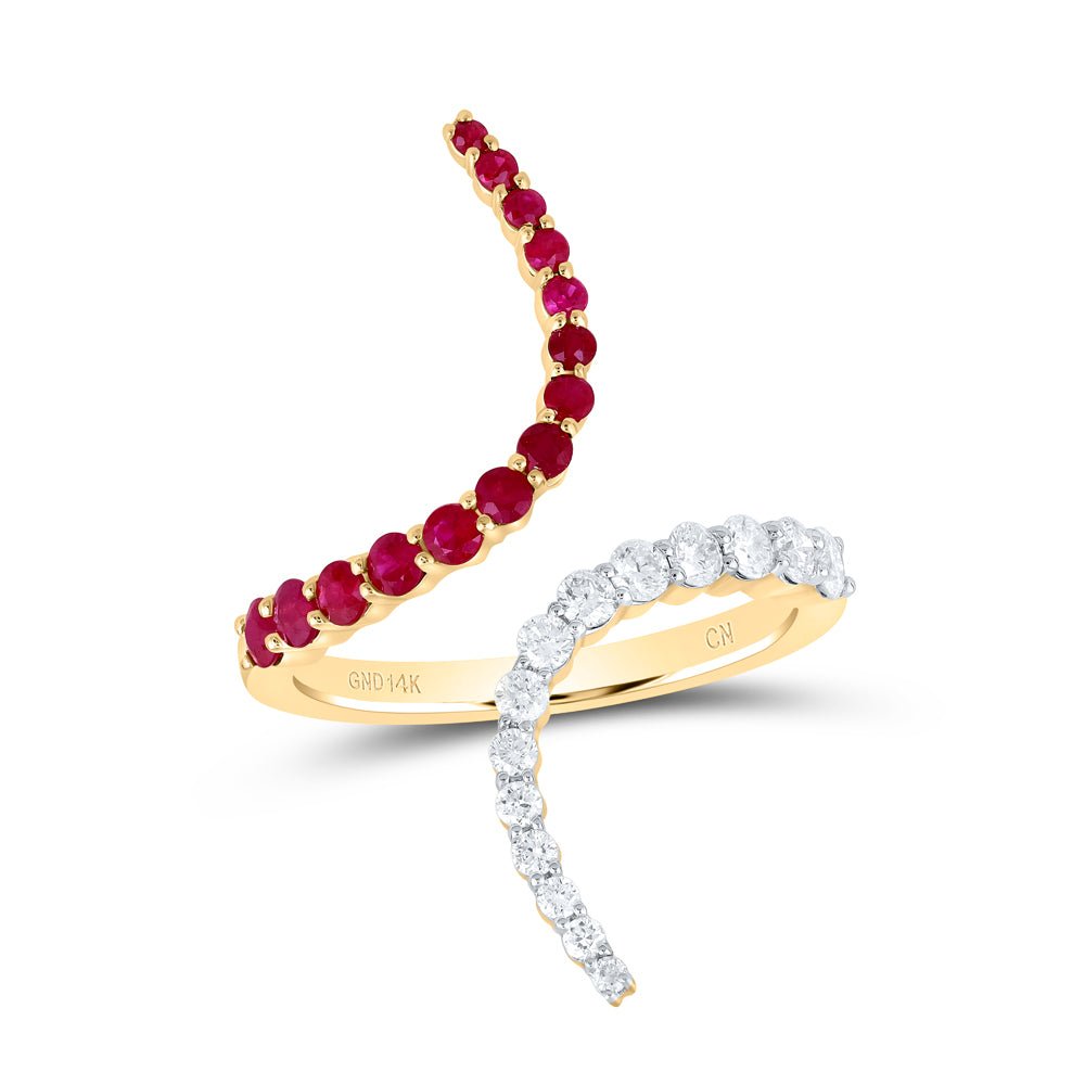 14K Yellow Gold Diamond Ruby Gemstone Ring 3/8 Cttw - Splendid Jewellery