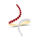 14K Yellow Gold Diamond Ruby Gemstone Ring 3/8 Cttw - Splendid Jewellery