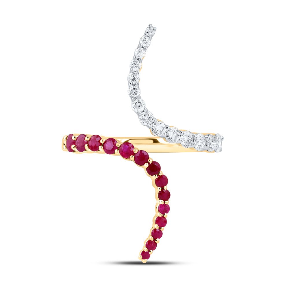 14K Yellow Gold Diamond Ruby Gemstone Ring 3/8 Cttw - Splendid Jewellery