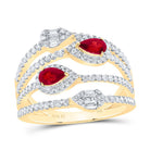 14K Yellow Gold Diamond Ruby Gemstone Ring 5/8 Cttw - Splendid Jewellery