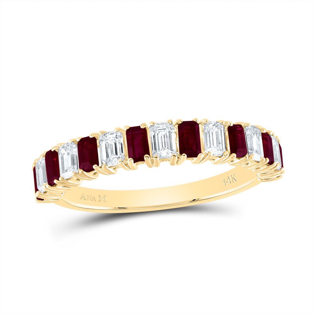 14K Yellow Gold Diamond Ruby Gemstone Ring 5/8 Cttw - Splendid Jewellery