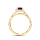 14K Yellow Gold Diamond Ruby Gemstone Single Halo Engagement Ring 1/2 Cttw - Splendid Jewellery