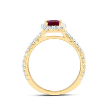 Load image into Gallery viewer, 14K Yellow Gold Diamond Ruby Gemstone Single Halo Engagement Ring 1/2 Cttw - Splendid Jewellery