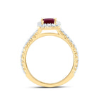 14K Yellow Gold Diamond Ruby Gemstone Single Halo Engagement Ring 1/2 Cttw - Splendid Jewellery