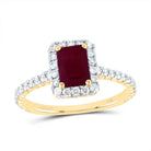 14K Yellow Gold Diamond Ruby Gemstone Single Halo Engagement Ring 1/2 Cttw - Splendid Jewellery